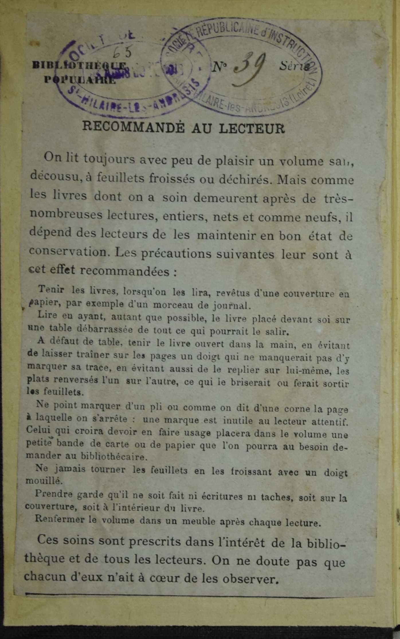 Recommandé au lecteur